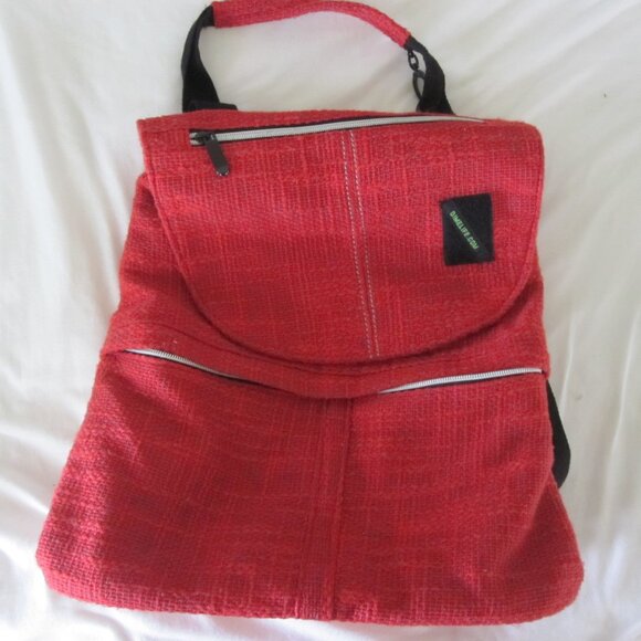 Red full size Dime Bags Backpack- Hemp Fiber, multiple Zip Pockets - Picture 1 of 8